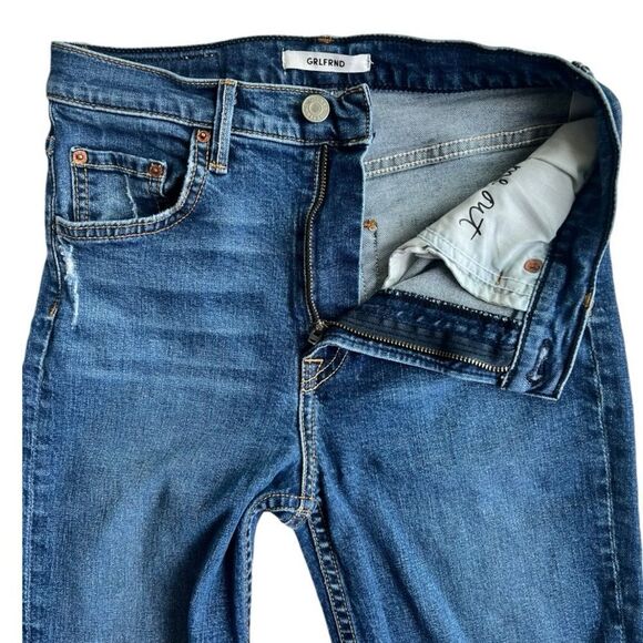 GRLFRND Blue Love All Around Kendall High Rise Raw Hem Rip Knee Skinny Jeans 25 - Picture 6 of 14
